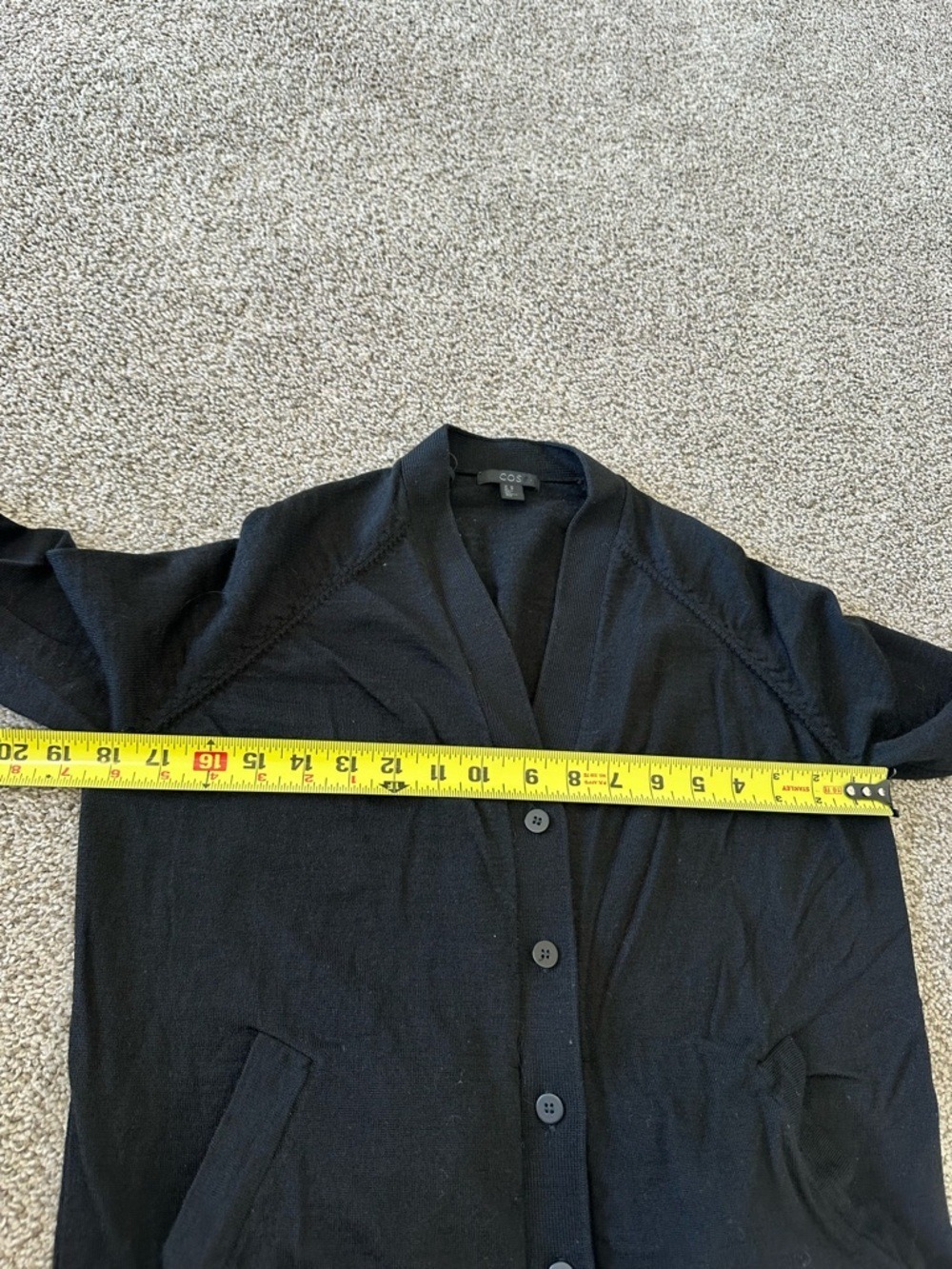 Cos Hybrid Layered Wool Cardigan Size XS Black White - Picture 9 of 12